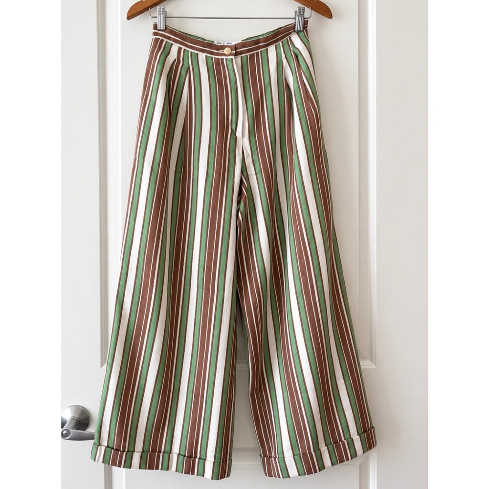 Vintage Salvatore Ferragamo Striped Linen & Silk Pantsuit | Made in Italy | US 8 - Picture 3 of 9